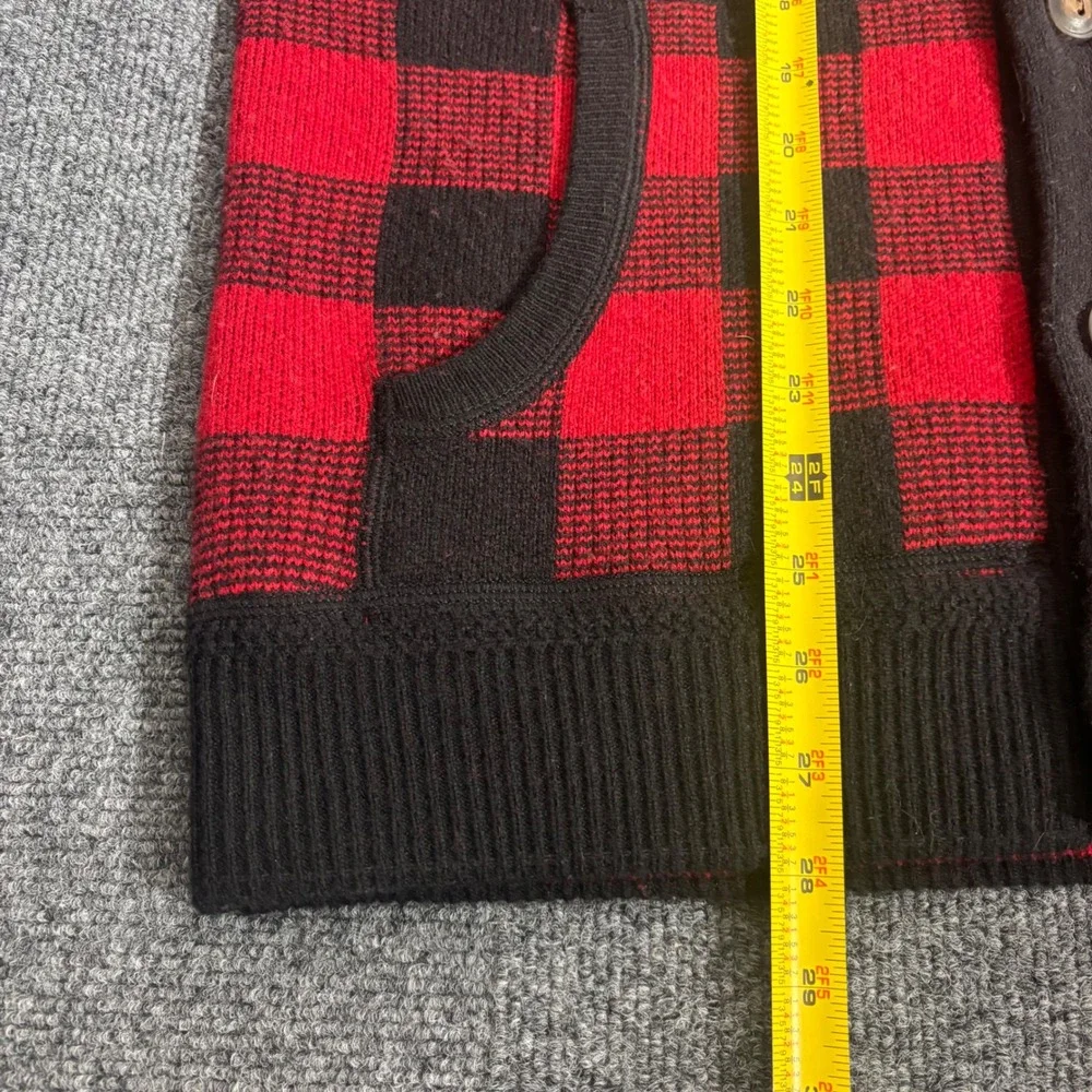 Polo Ralph Lauren Mens Red Buffalo Plaid 100% Wool Shawl Cardigan Sweater Medium